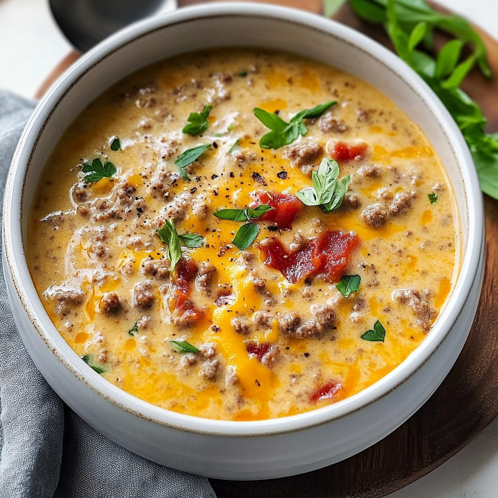 Recipe preparation for cheeseburger soup