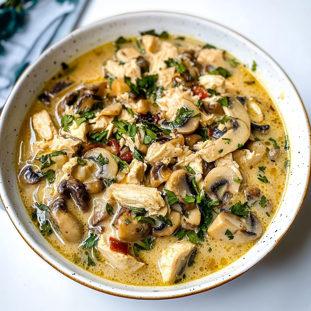 Recipe preparation for low-carb chicken mushroom soup