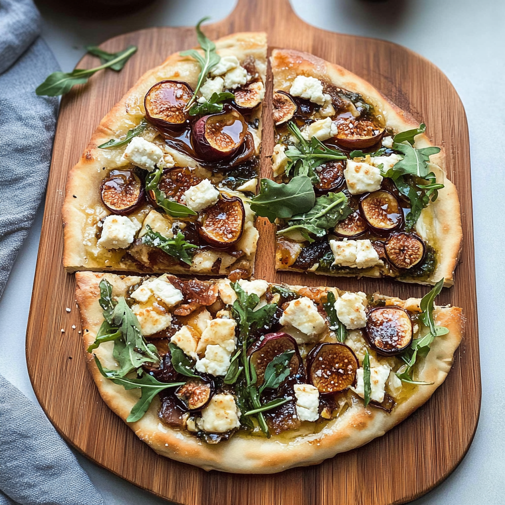 Recipe preparation for Fig & Goat Cheese Flatbread with Honey