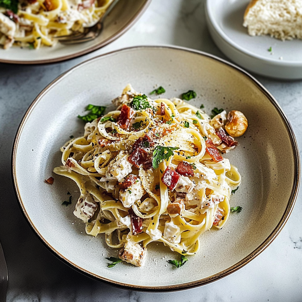 Recipe preparation for Chestnut & Bacon Pasta