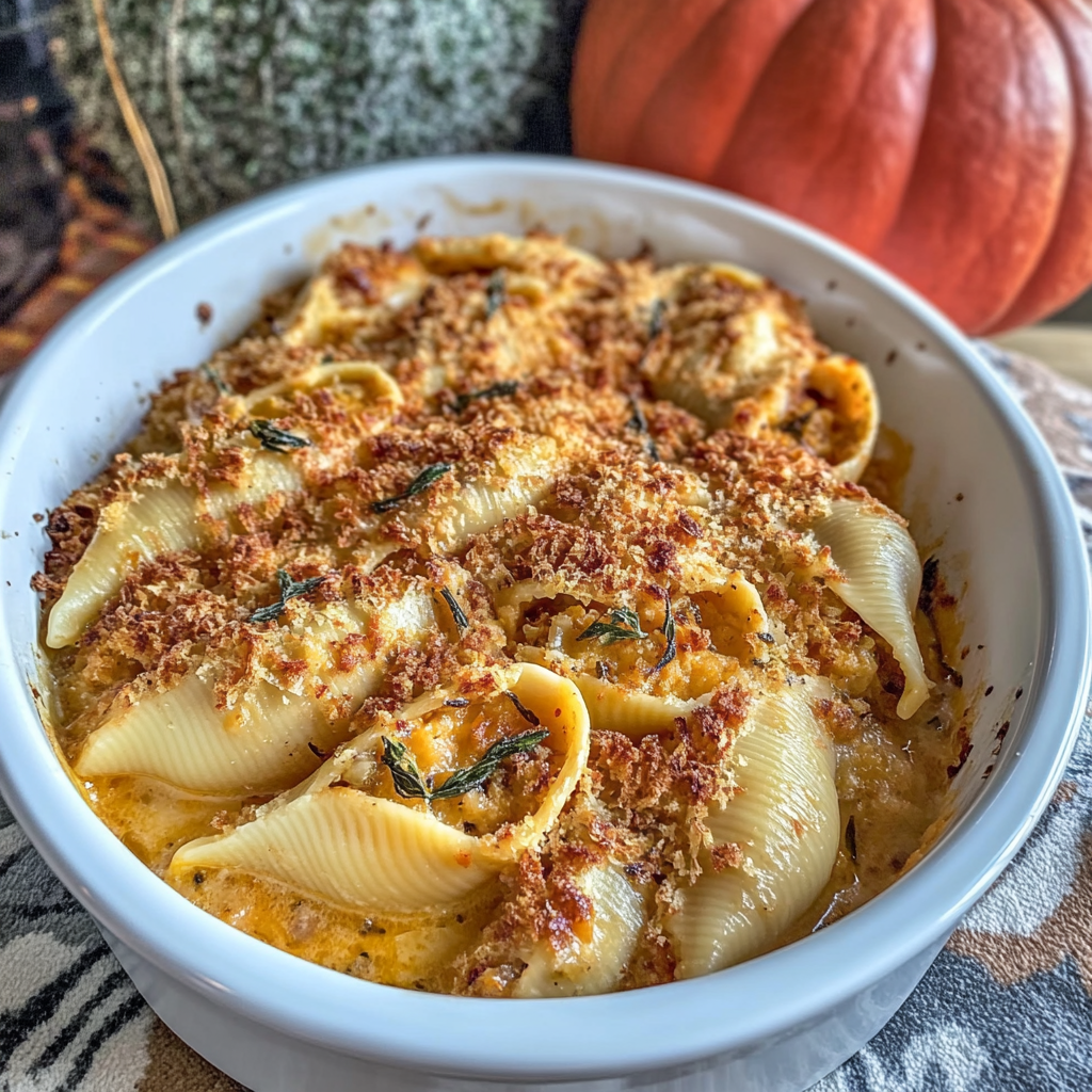 Recipe preparation for Pumpkin & Sage Stuffed Shells