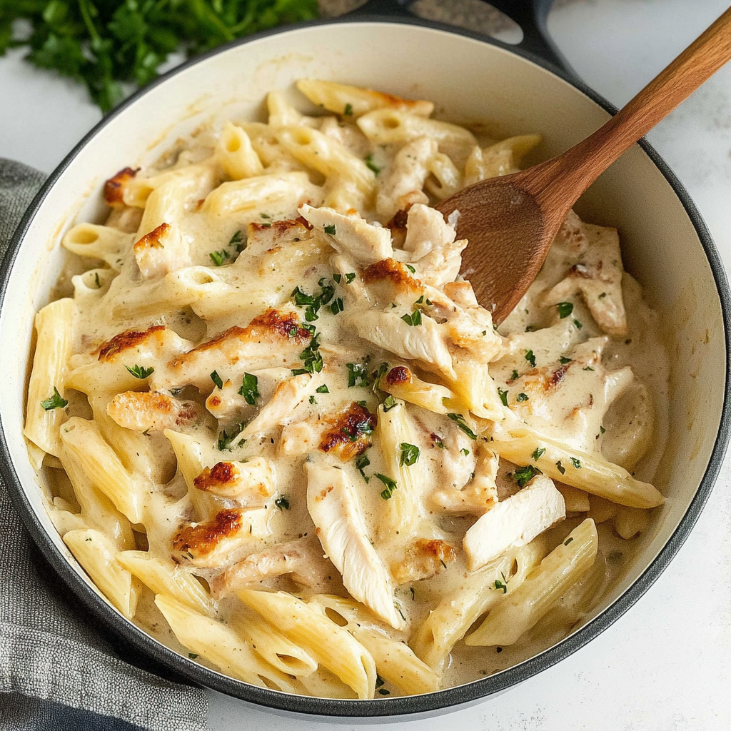 Recipe preparation for Creamy Ranch Chicken Pasta Recipe