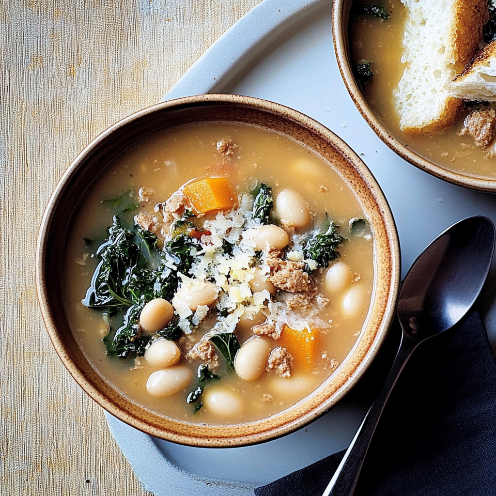 Recipe preparation for Tuscan White Bean & Kale Soup