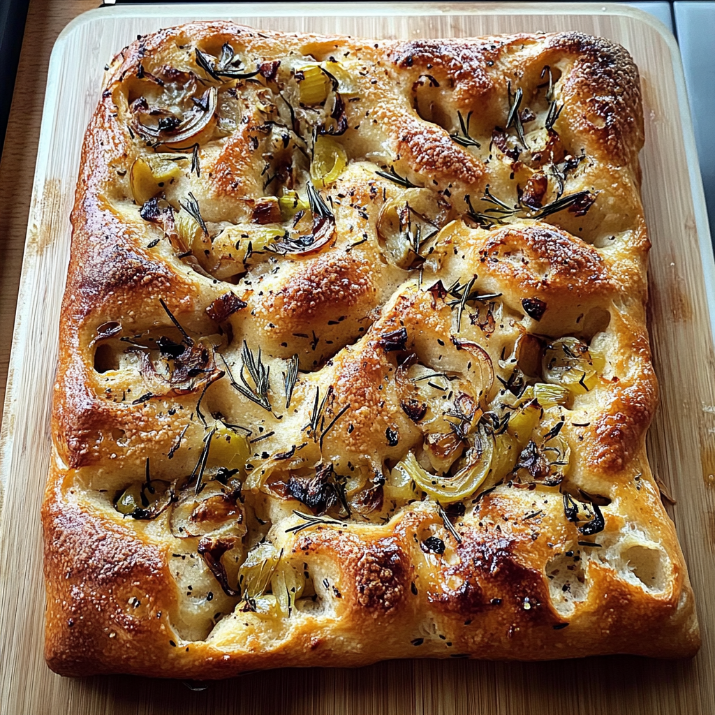 Recipe preparation for Rosemary Focaccia with Onions