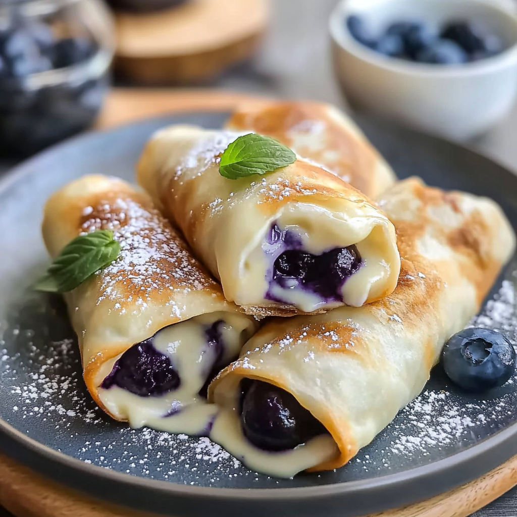 Recipe preparation for Blueberry Cream Cheese Egg Rolls