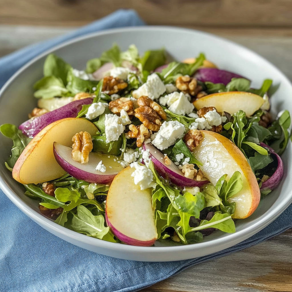 Recipe preparation for Pear & Walnut Salad with Blue Cheese