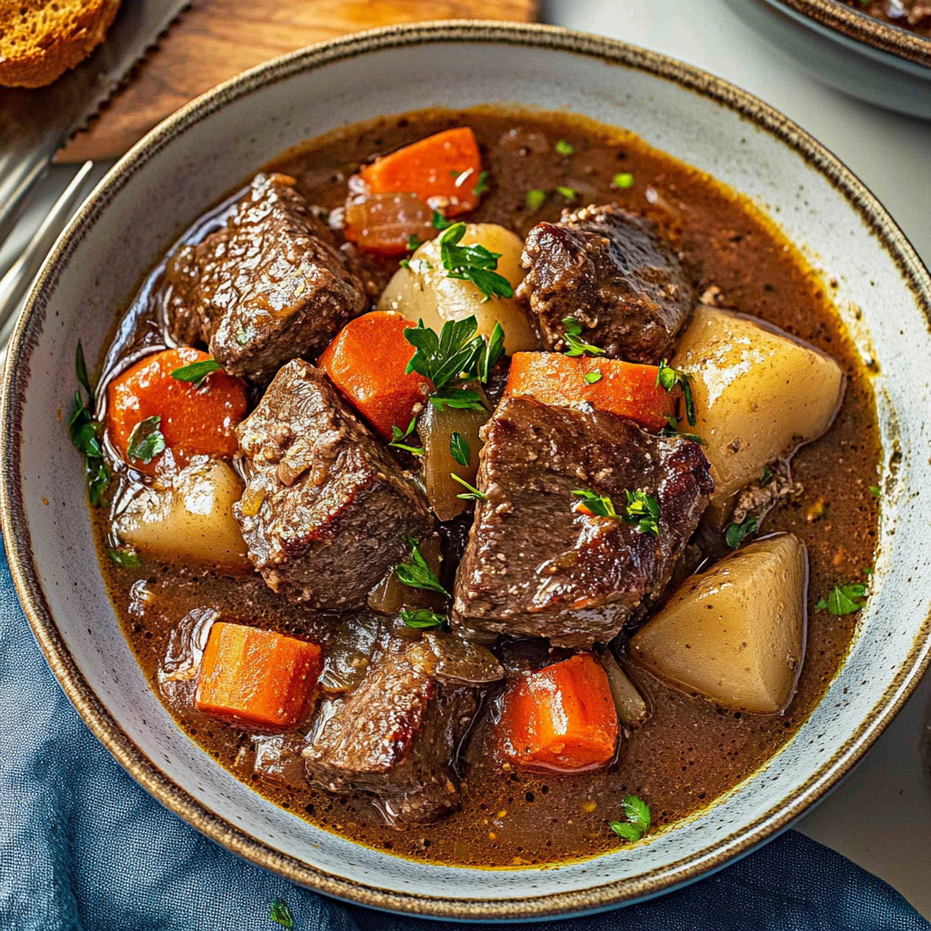 Recipe preparation for French Country Beef & Red Wine Stew