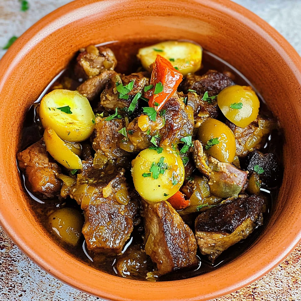 Recipe preparation for Mediterranean Lamb & Olive Tagine