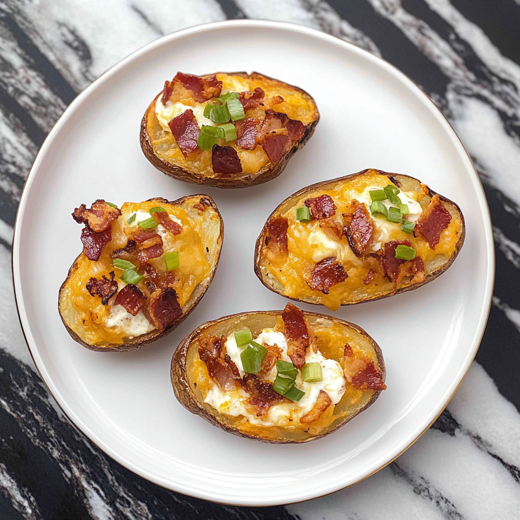 Recipe preparation for bacon and cheddar potato skins