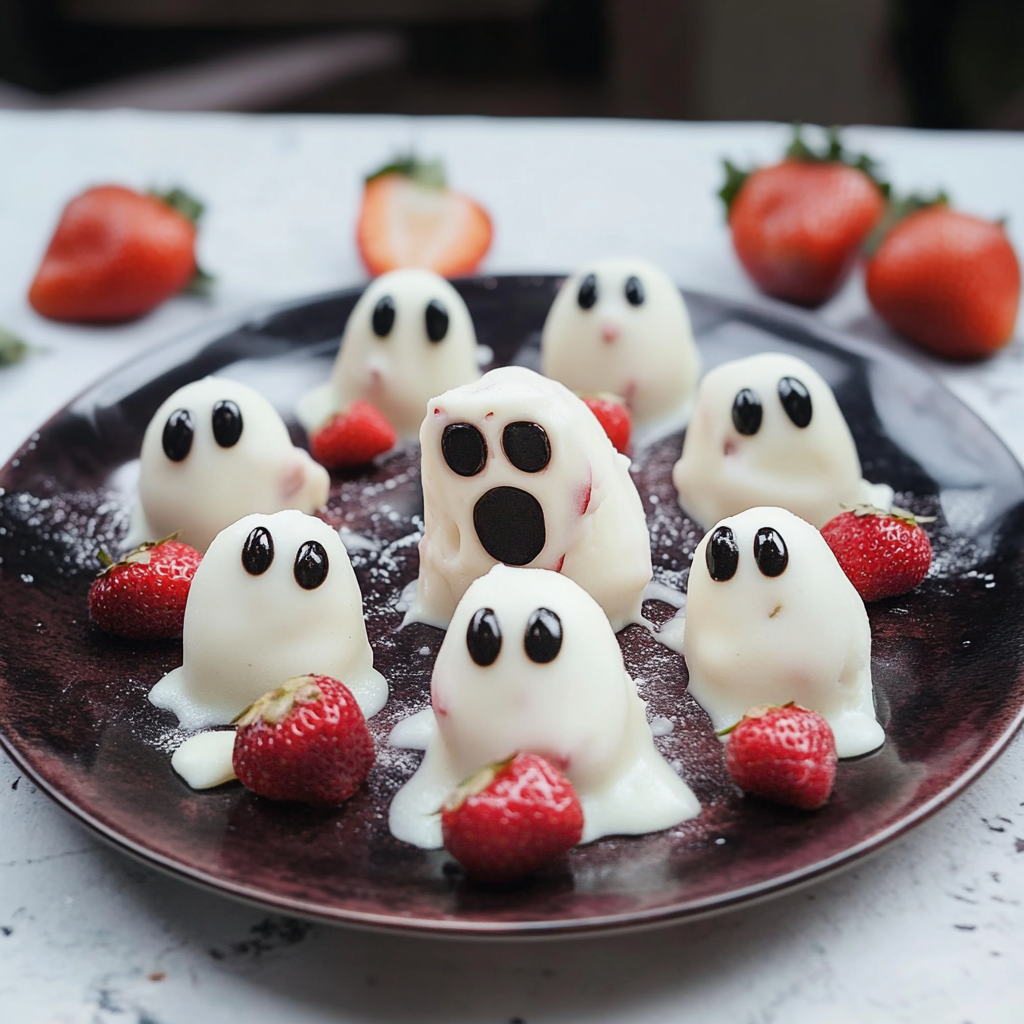 Recipe preparation for chocolate covered strawberry ghosts