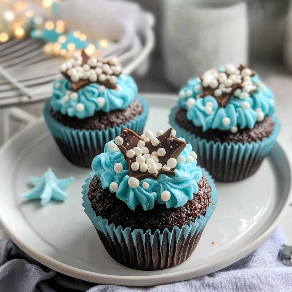 Recipe preparation for Blue Christmas Cupcakes