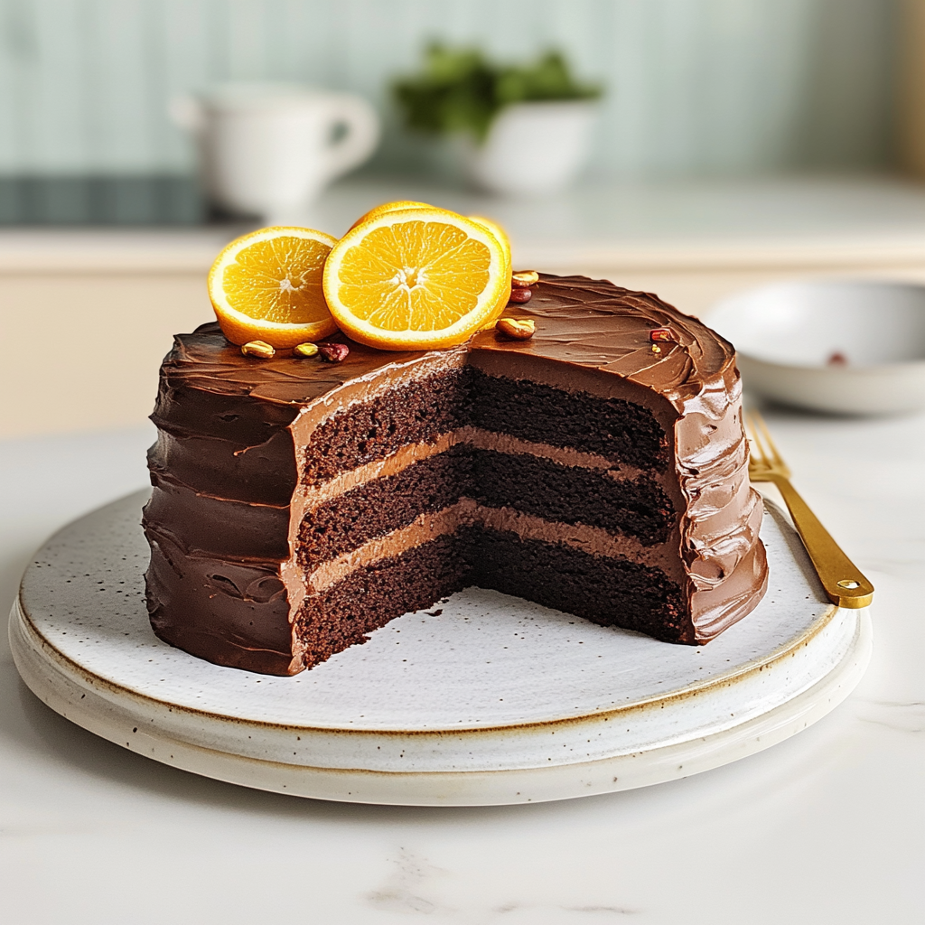 Recipe preparation for Chocolate Orange Layer Cake