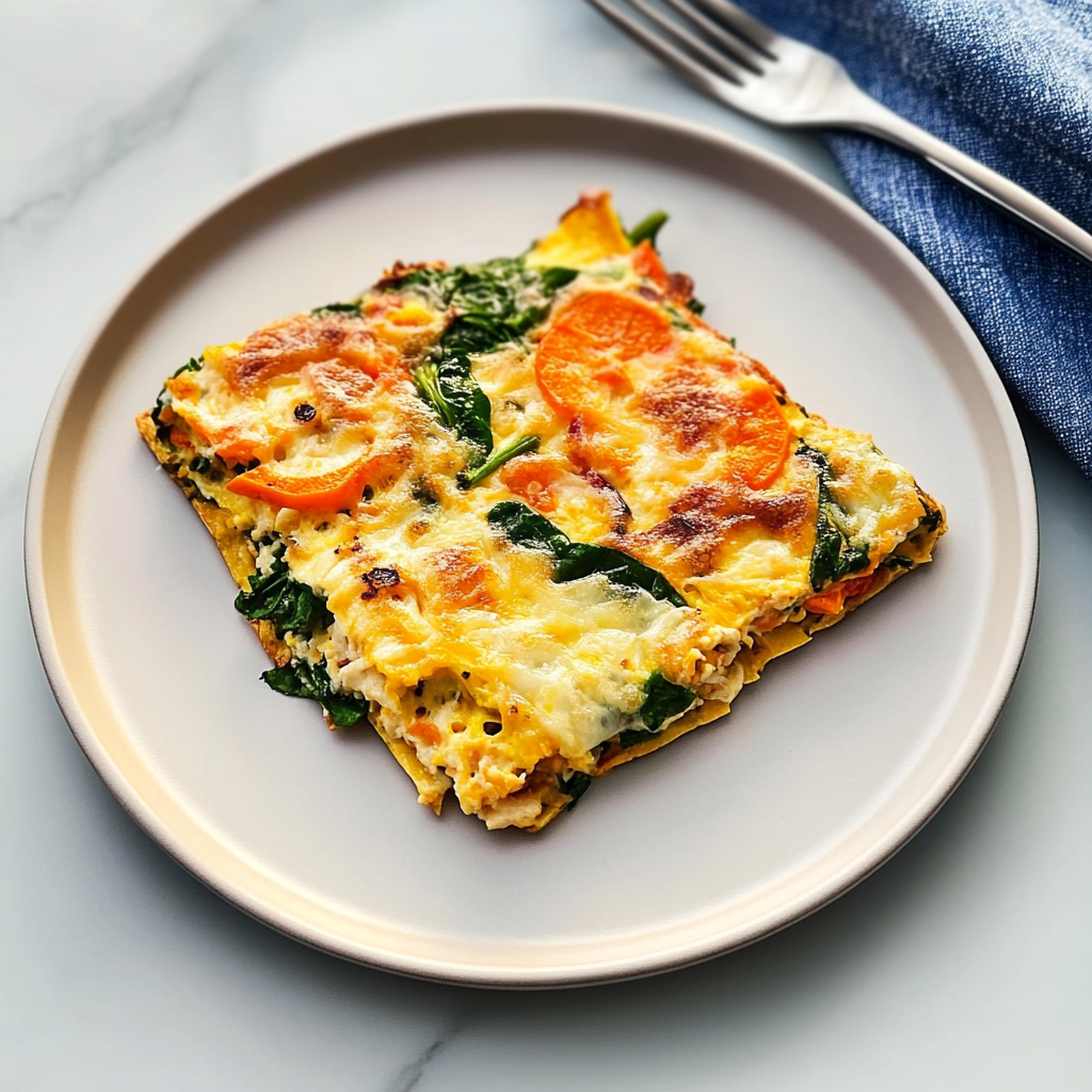 Recipe preparation for Sheet Pan Sweet Potato Spinach Omelette