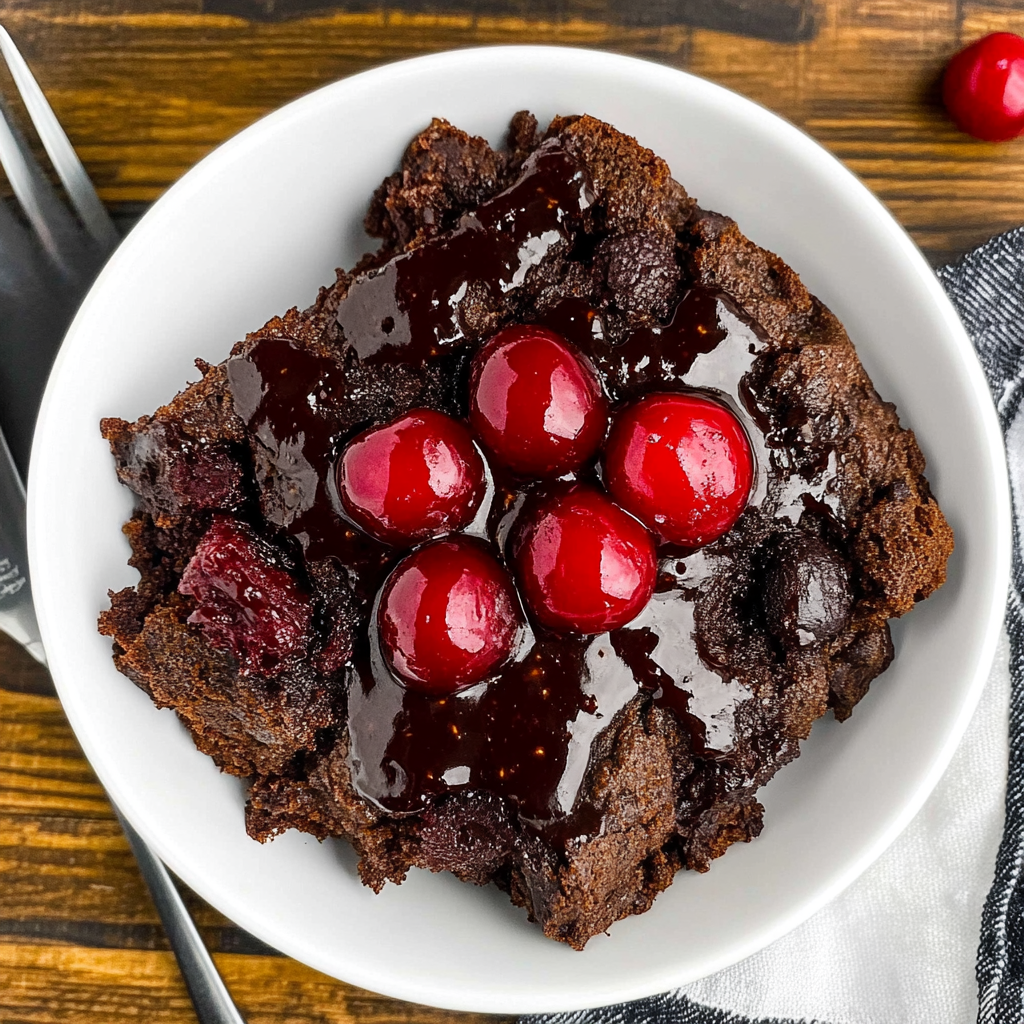 Recipe preparation for chocolate cherry dump cake