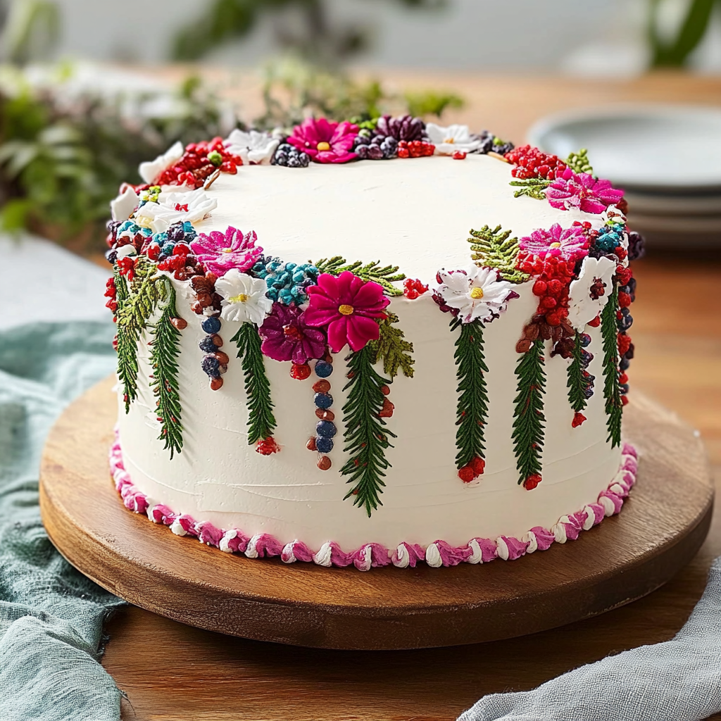 Recipe preparation for Christmas Floral Cake