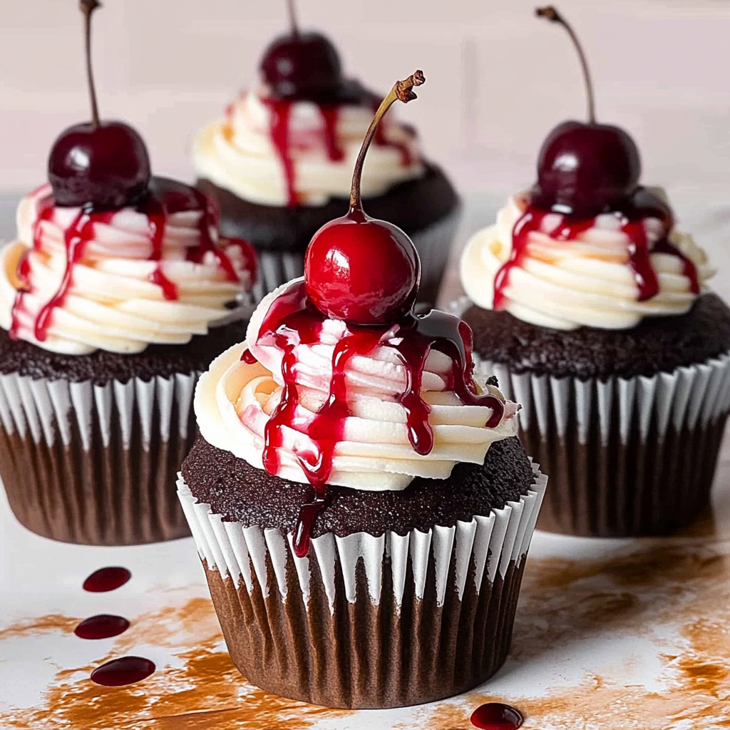 Recipe preparation for Chocolate Cherry Cupcakes