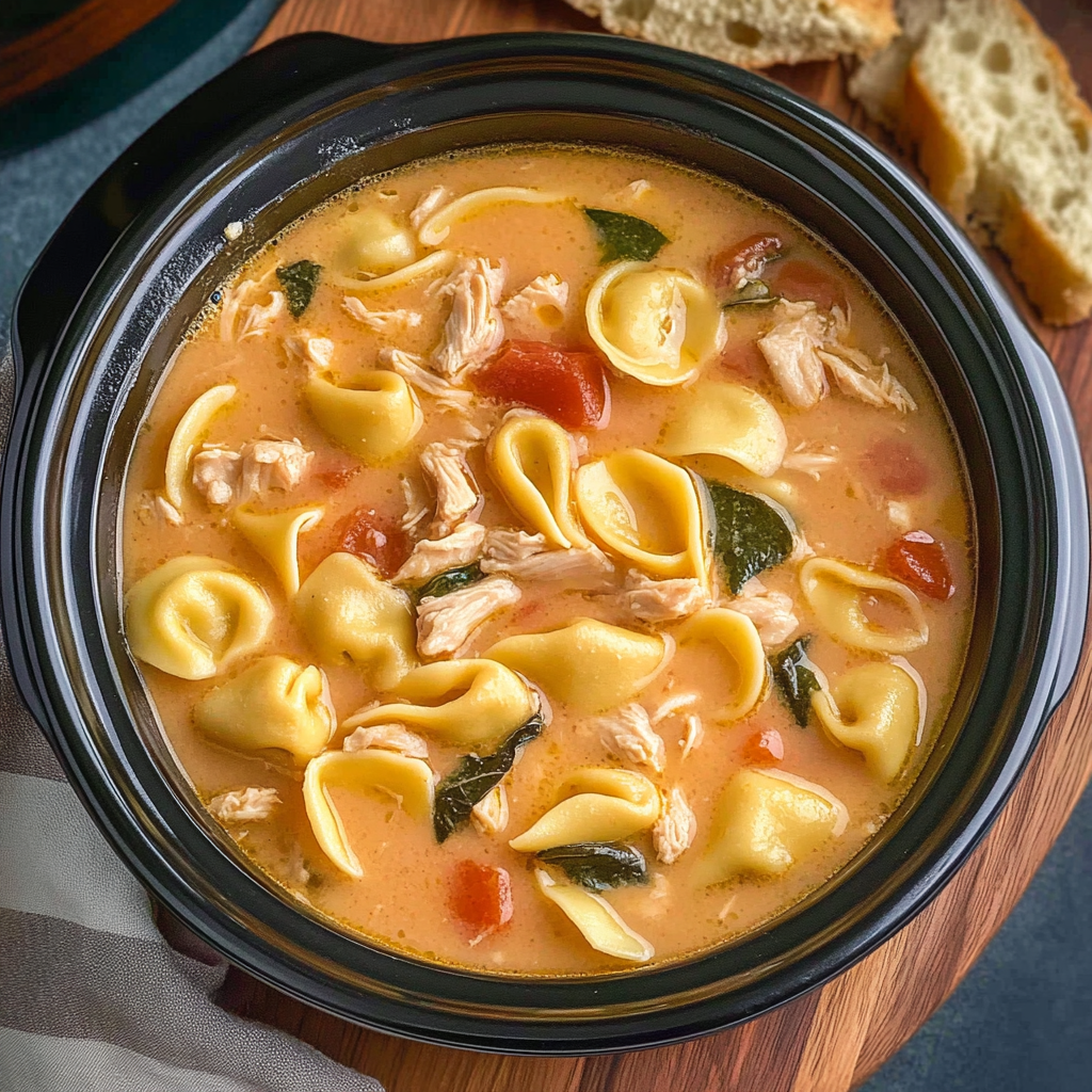 Recipe preparation for crock pot chicken tortellini soup