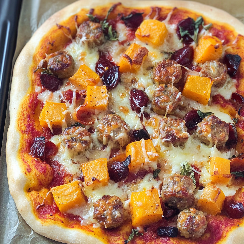 Recipe preparation for Fall Pizza with Sausage and Squash