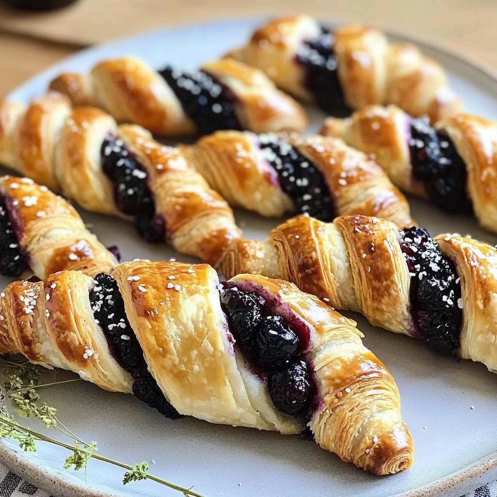 Recipe preparation for Blackberry Goat Cheese Puff Pastry Twists