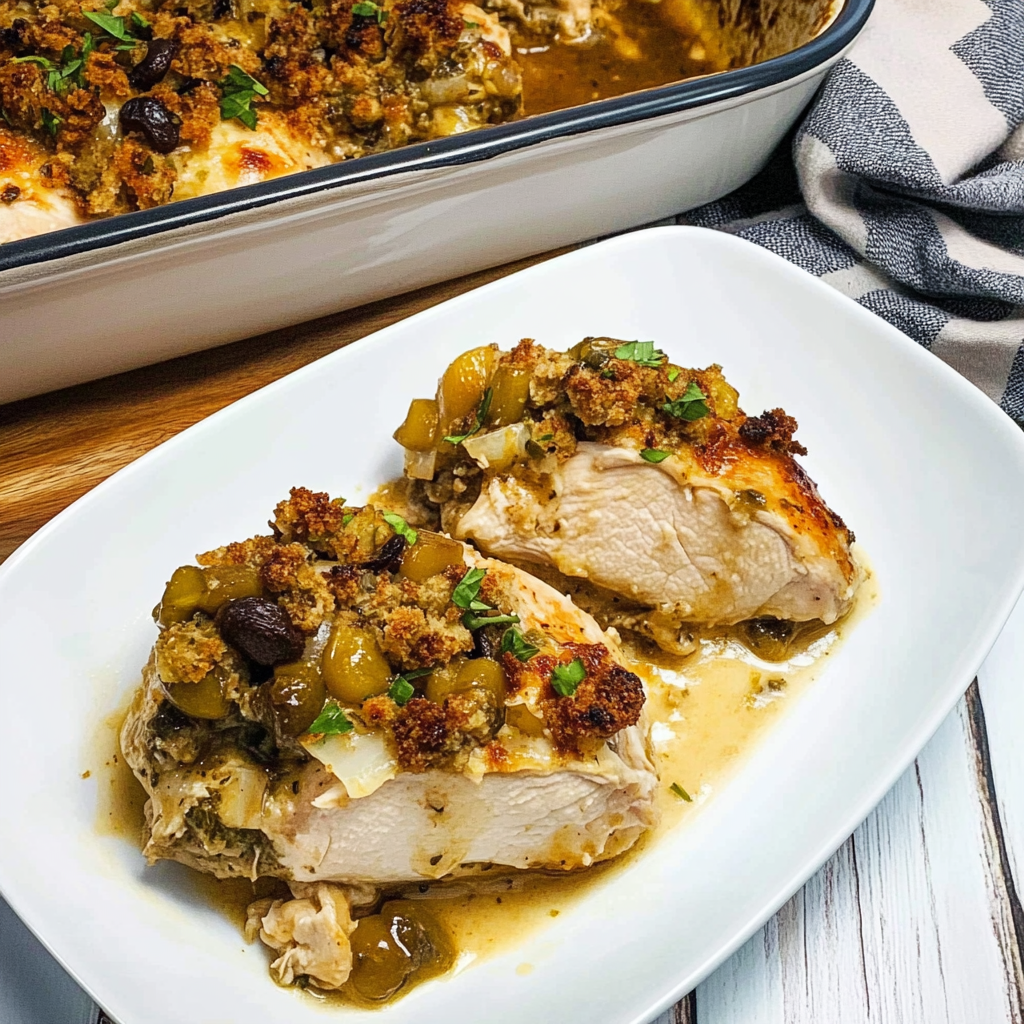 Recipe preparation for One-Dish Chicken & Stuffing Bake