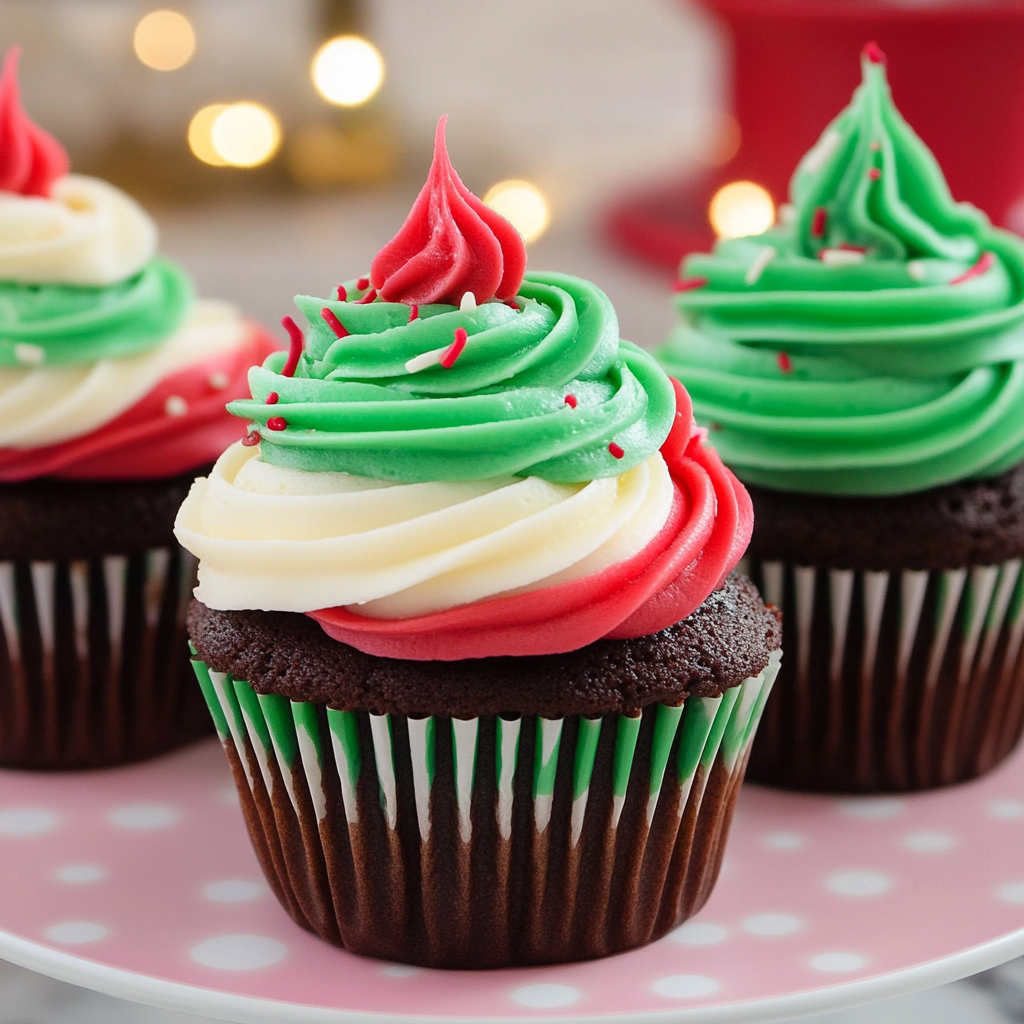 Recipe preparation for Red and Green Swirl Cupcakes