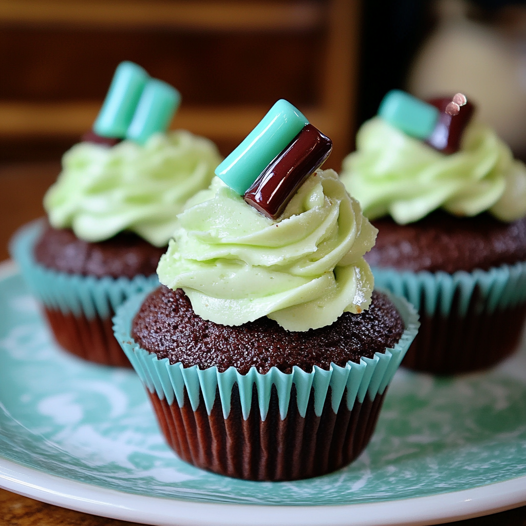 Recipe preparation for Andes Mint Cupcakes