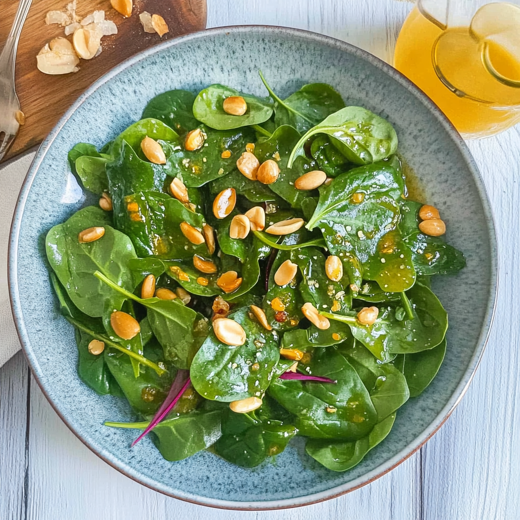 Recipe preparation for Lemon Dijon Dressing Baby Spinach Salad Recipe