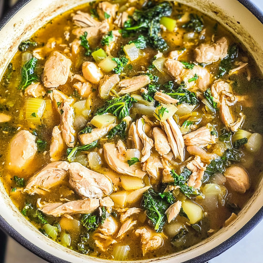 Recipe preparation for Healthy Crockpot Chicken Kale Soup