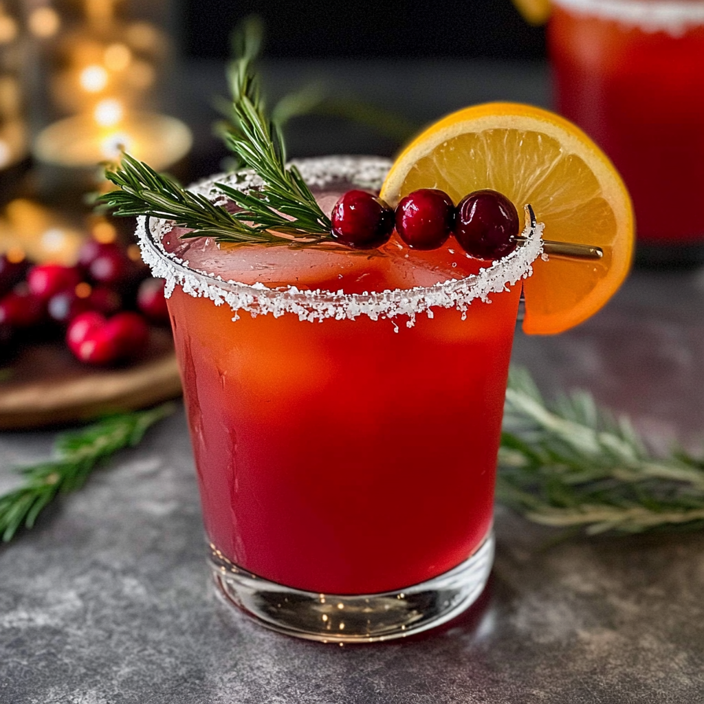 Recipe preparation for cranberry Christmas Margaritas