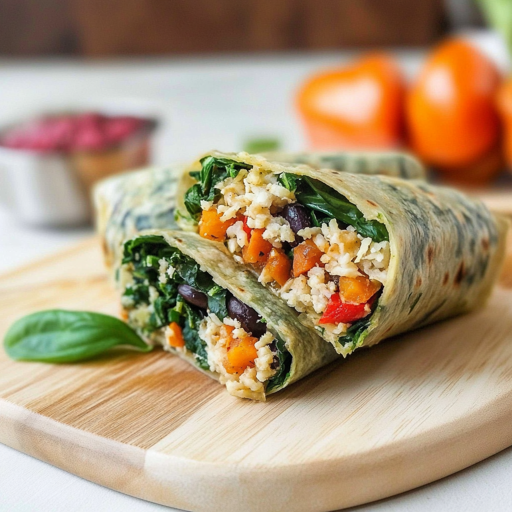 Recipe preparation for Sweet Potato Collard Green Burritos