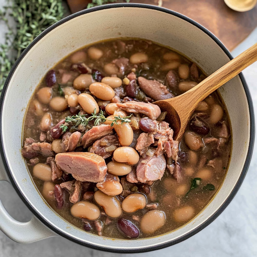 Recipe preparation for Southern Pinto Beans with Ham Hocks