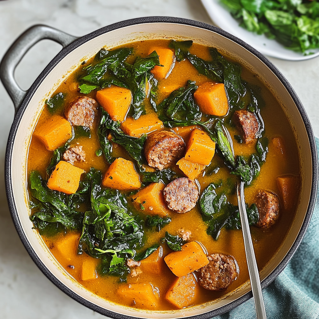 Recipe preparation for Sweet Potato Sausage Soup