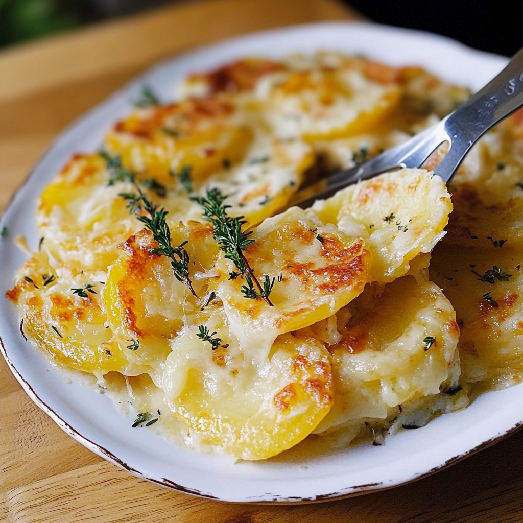 Recipe preparation for Cheesy Scalloped Potatoes