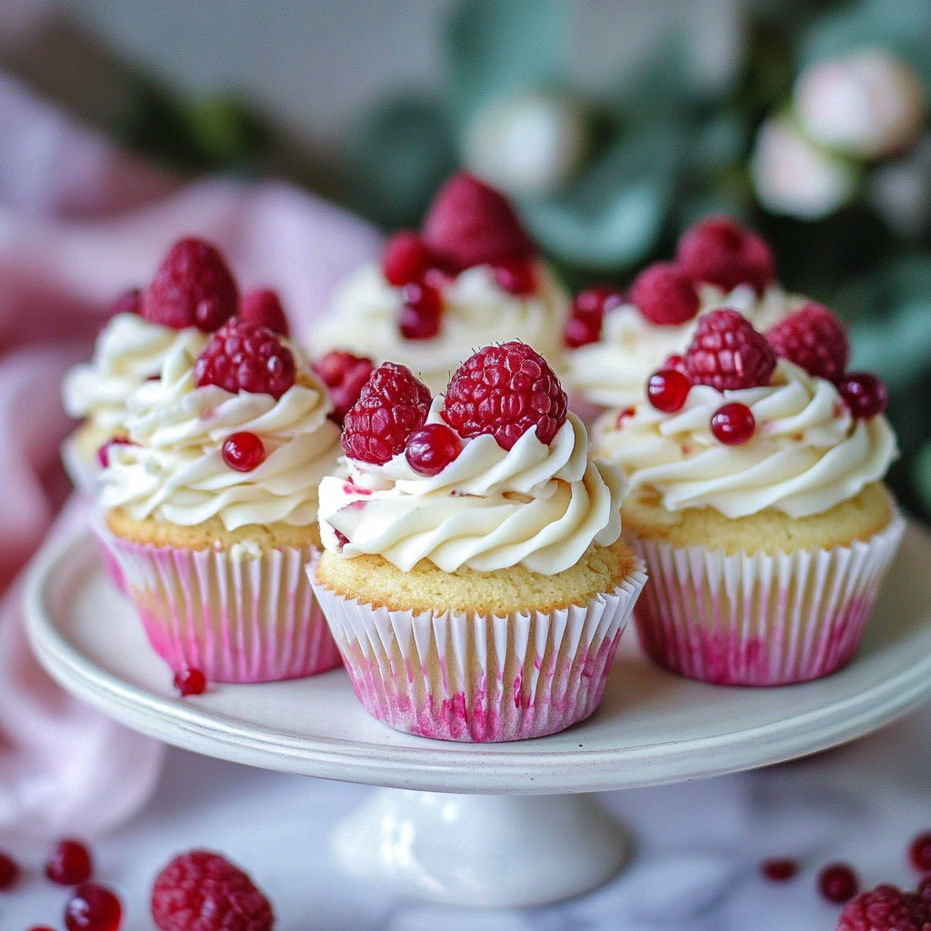 Recipe preparation for White Chocolate Raspberry Cupcakes