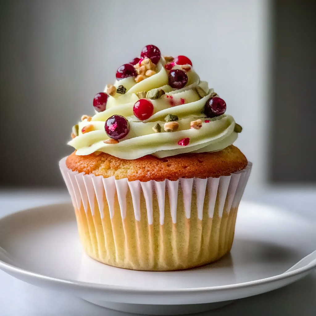 Recipe preparation for Pistachio Cranberry Cupcakes