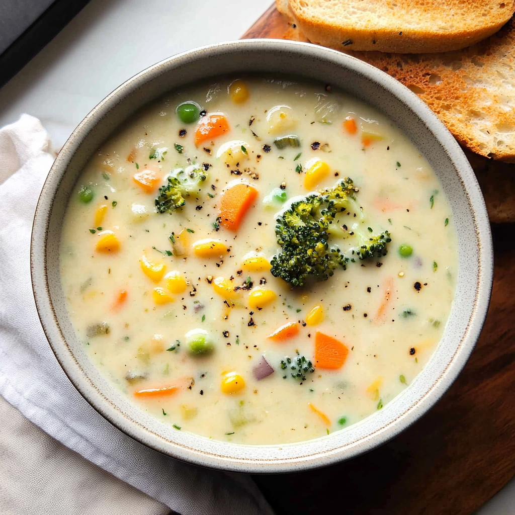 Recipe preparation for Creamy Vegetable Soup