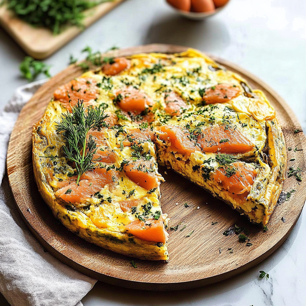 Recipe preparation for Smoked Salmon Frittata