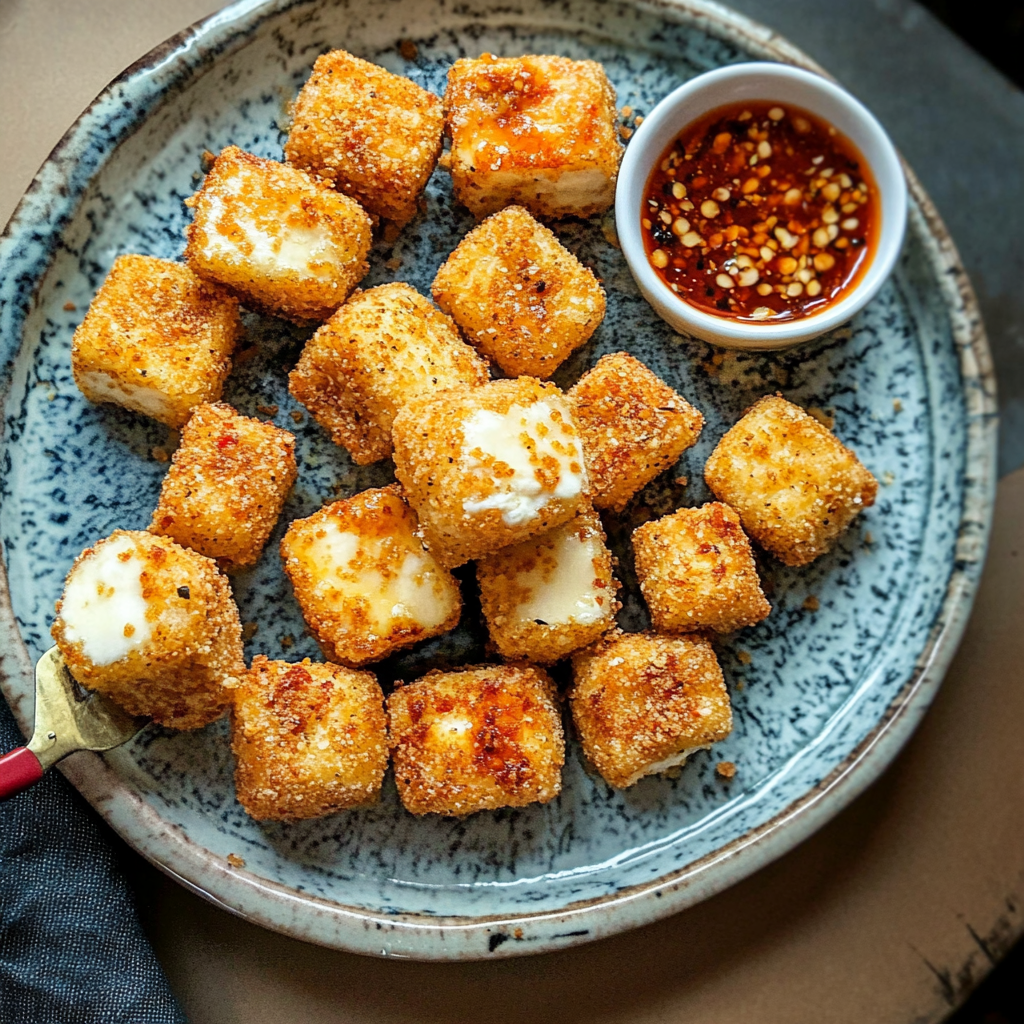 Recipe preparation for Crispy Halloumi Bites with Chili Jam