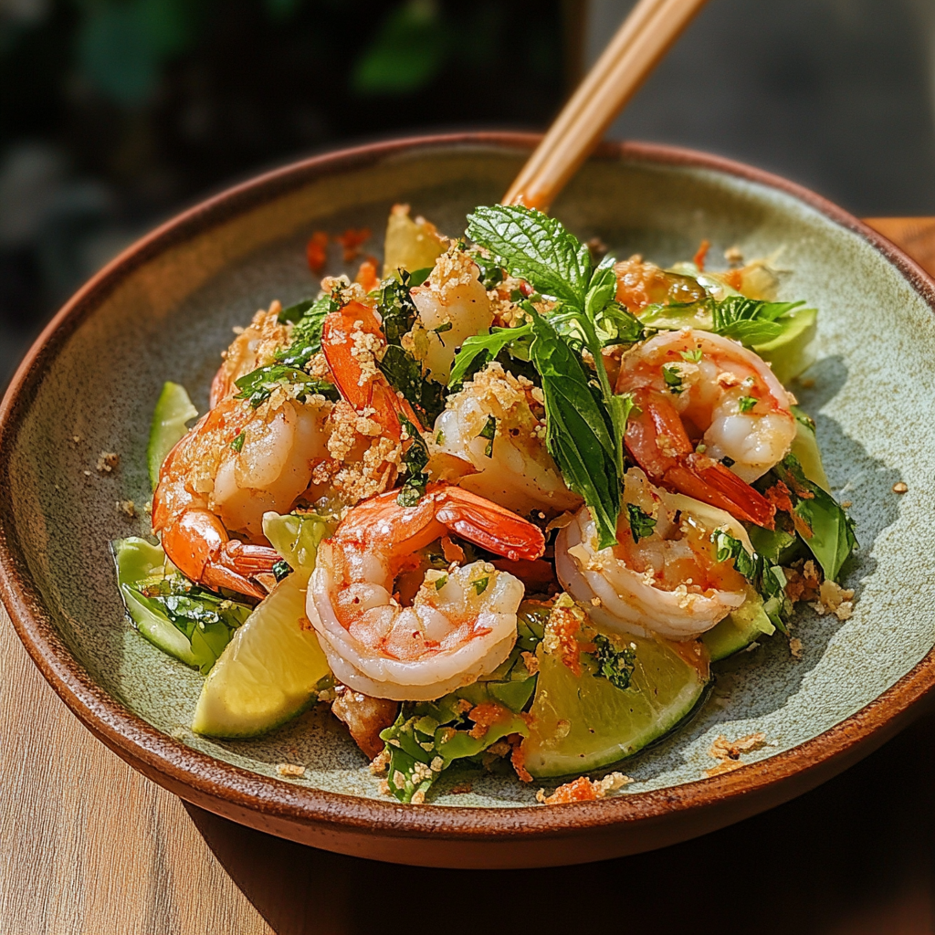 Recipe preparation for Thai Shrimp and Pomelo Salad