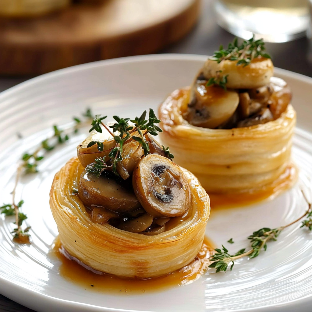 Recipe preparation for Mushroom and Thyme Vol-au-Vents