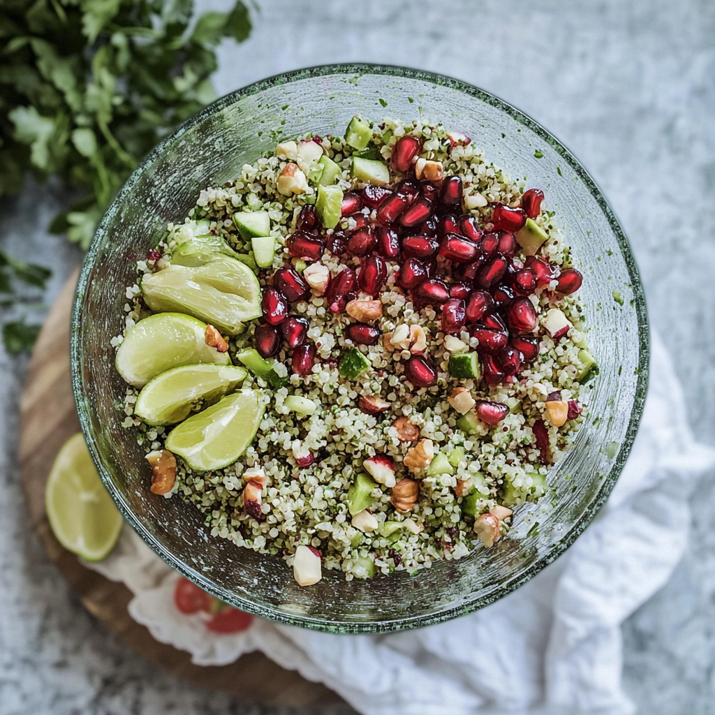 Recipe preparation for Pomegranate and Pistachio Quinoa Power Bowl