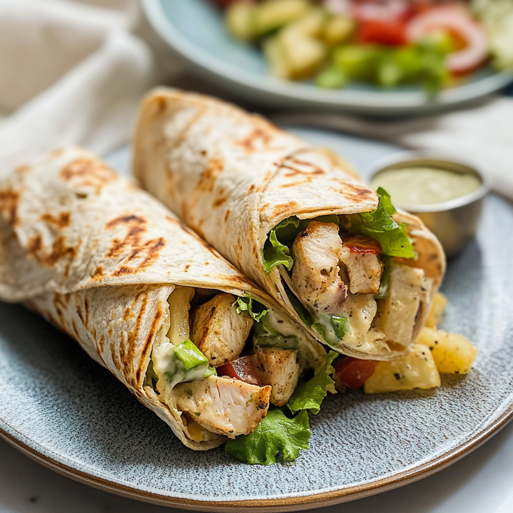 Recipe preparation for Chicken Caesar Wrap