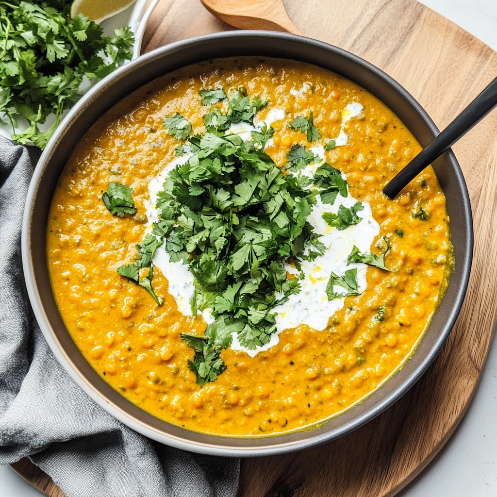 Recipe preparation for Creamy Coconut & Red Lentil Curry