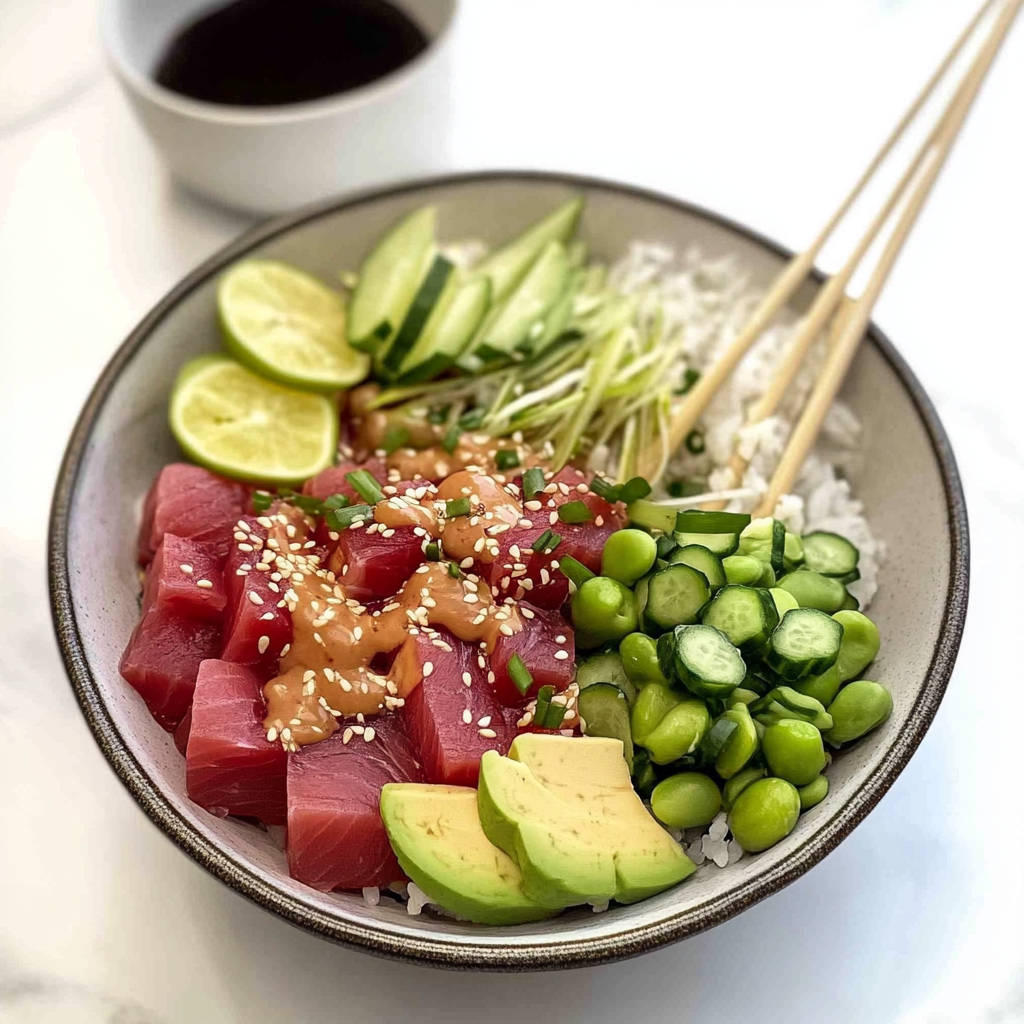 Recipe preparation for Tuna Poke Bowl