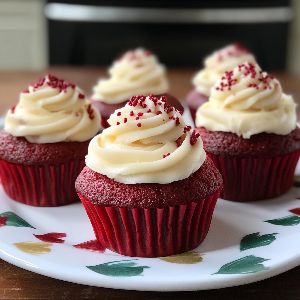 Recipe preparation for Red Velvet Cupcakes with Cream Cheese Frosting