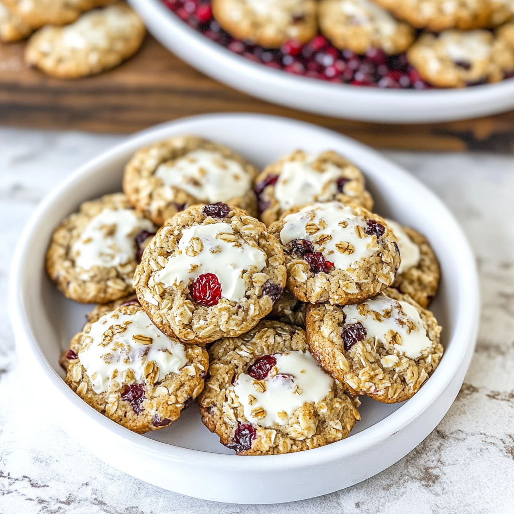 Recipe preparation for White Chocolate Cranberry Oat Cookies