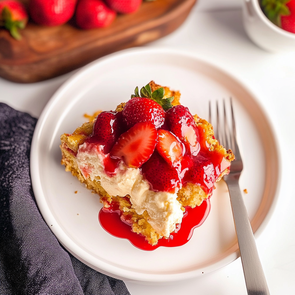 Recipe preparation for Strawberry Lemonade Dump Cake