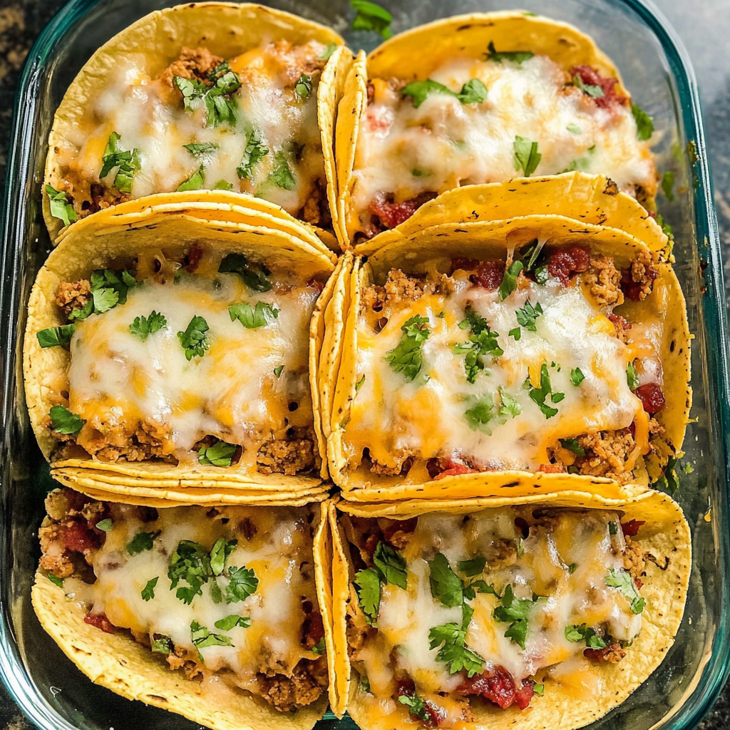 Recipe preparation for Oven-Baked Cheesy Tacos