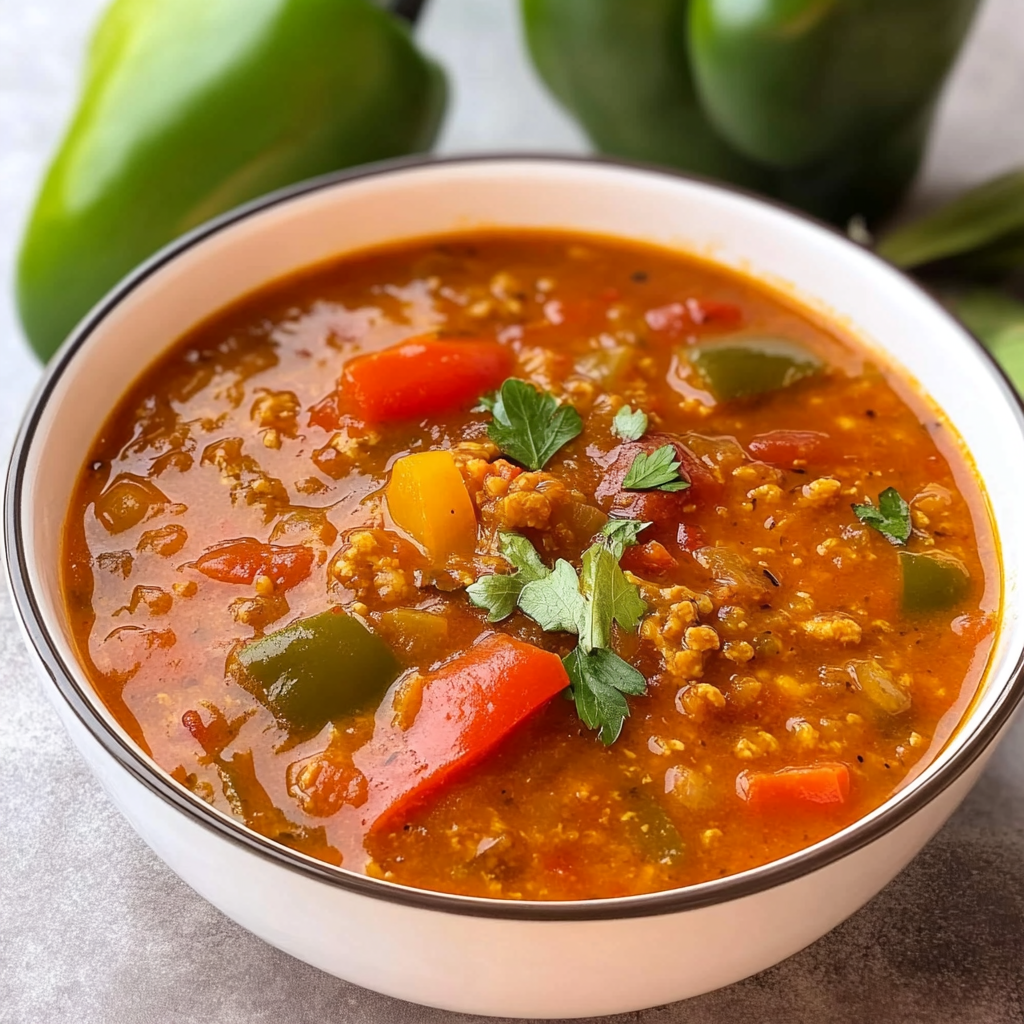 Recipe preparation for Instant Pot Stuffed Pepper Soup