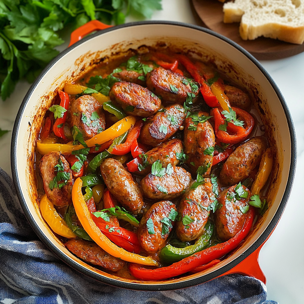 Recipe preparation for 30 minute sausage and peppers
